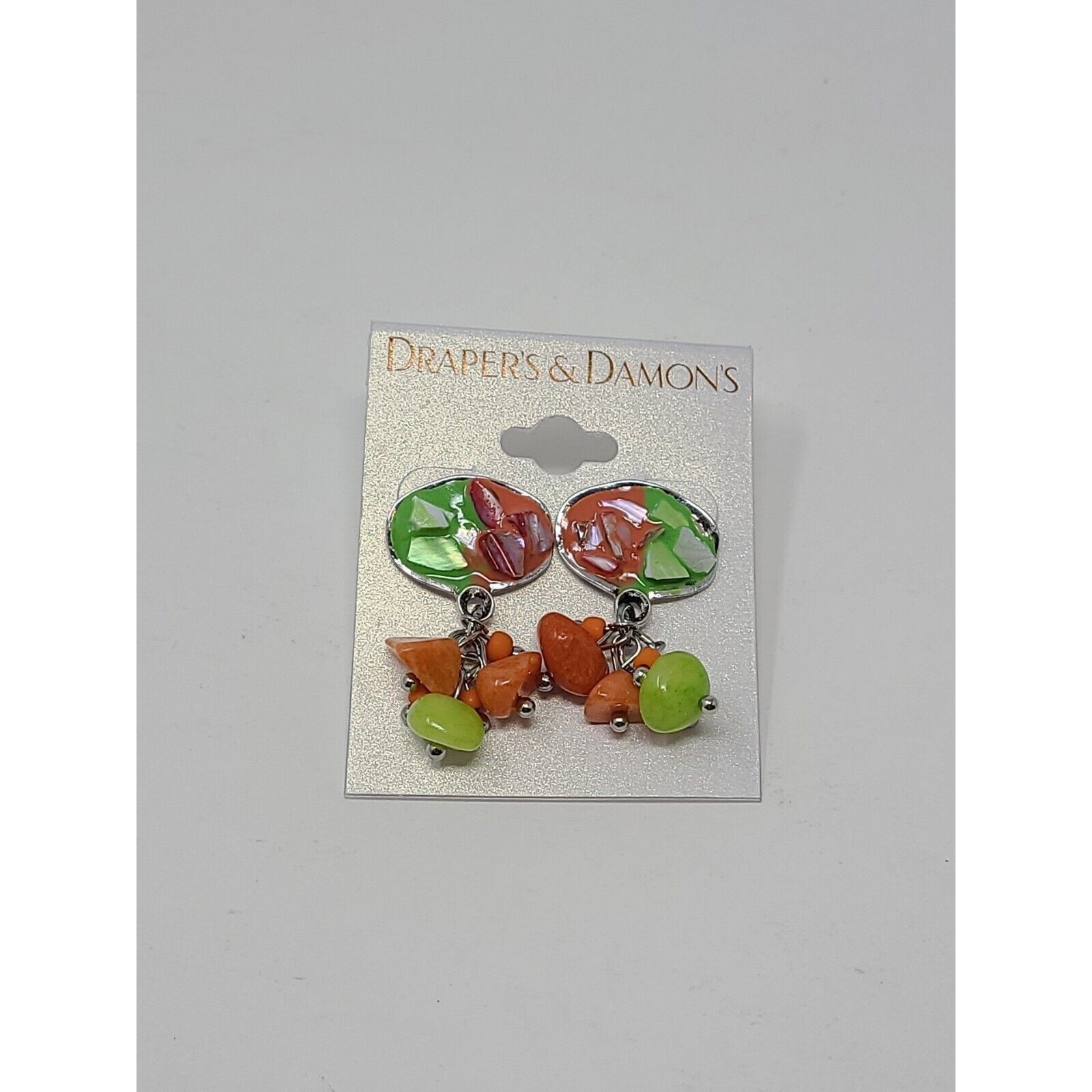 Draper's & Damon's Fashion Earrings Orange And Green Dangle Jewelry Ladies